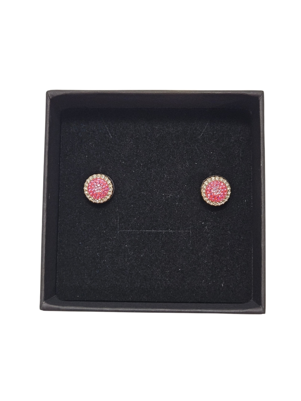 Swarovski Pink Crystal Halo Stud Earrings